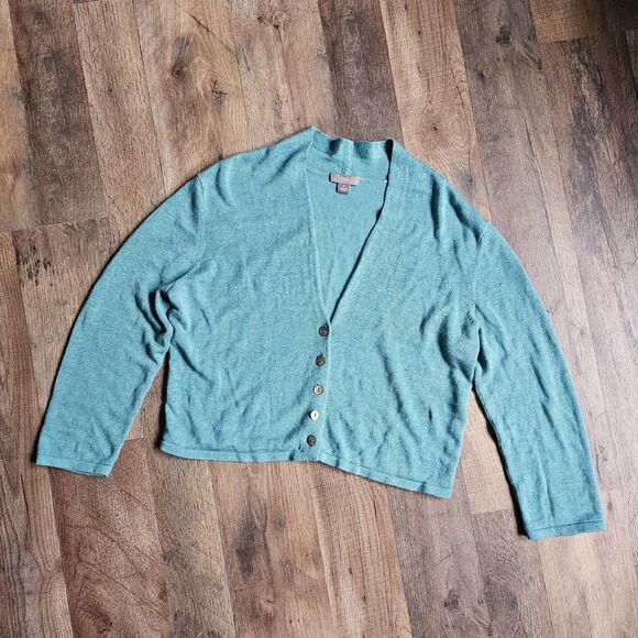 J. JILL Cardigan Size Small Sweater V-Neck Linen Blend Long Sleeve - Picture 1 of 8